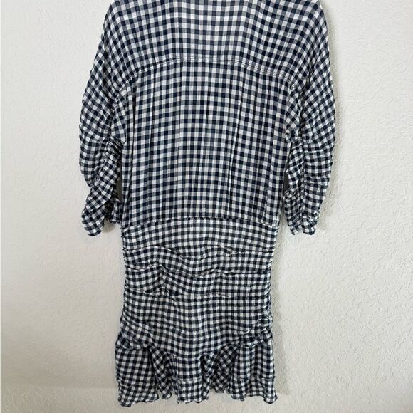 Veronica Beard Campbell Navy and White Gingham Ruched Dress Size 8 - Picture 11 of 13
